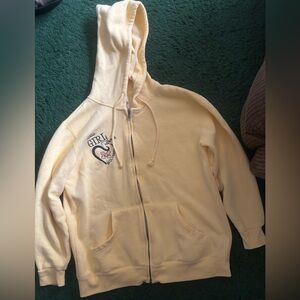 Yellow Hoodie with Heart Graphic